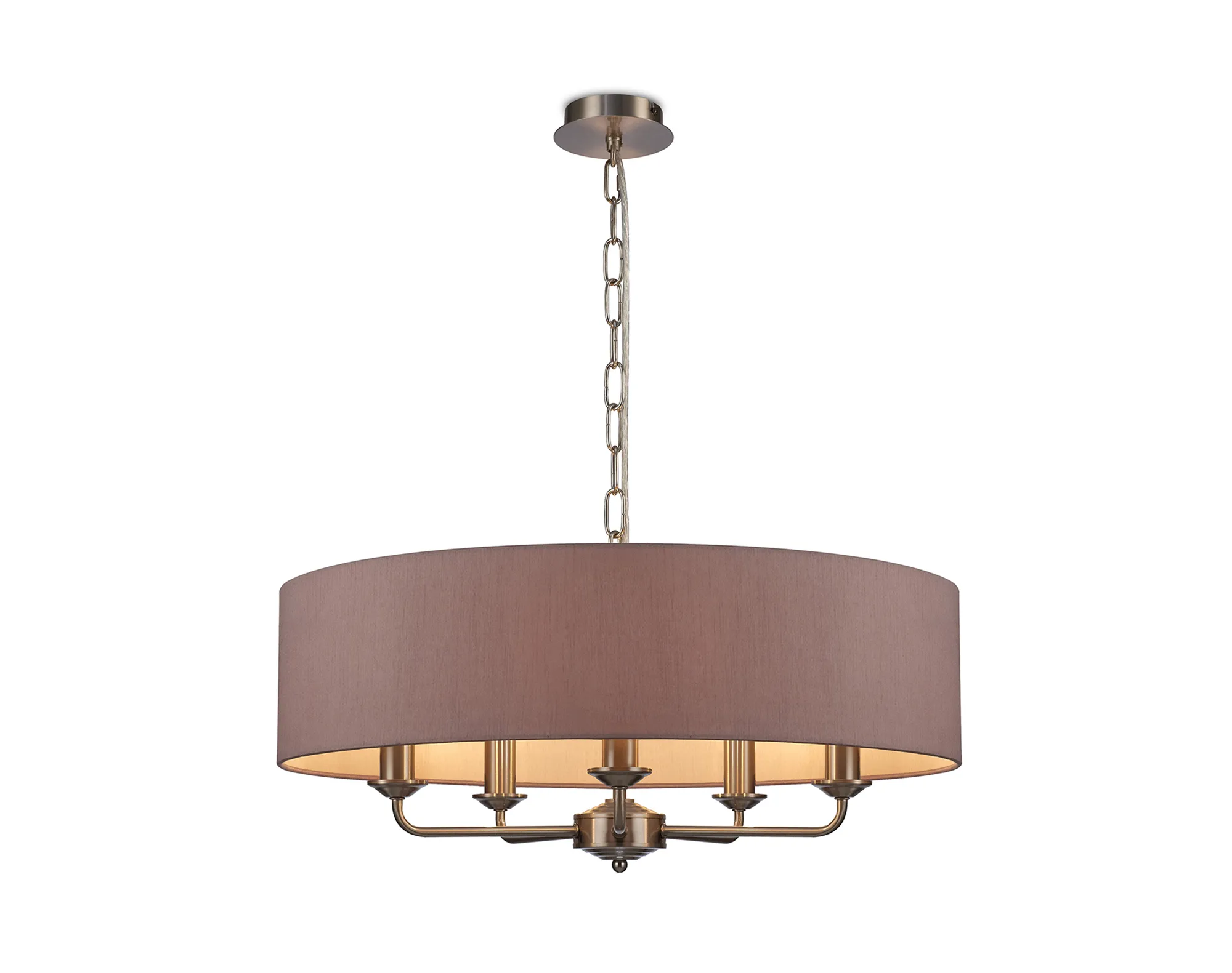 Banyan 60cm 5 Light Pendant Satin Nickel; Taupe/Halo Gold